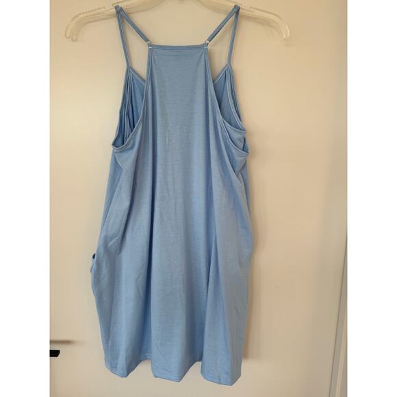 Light Blue Double-Layer Lounge Dress w/ Built-In Dress Shorts | Size M - Picture 5 of 5